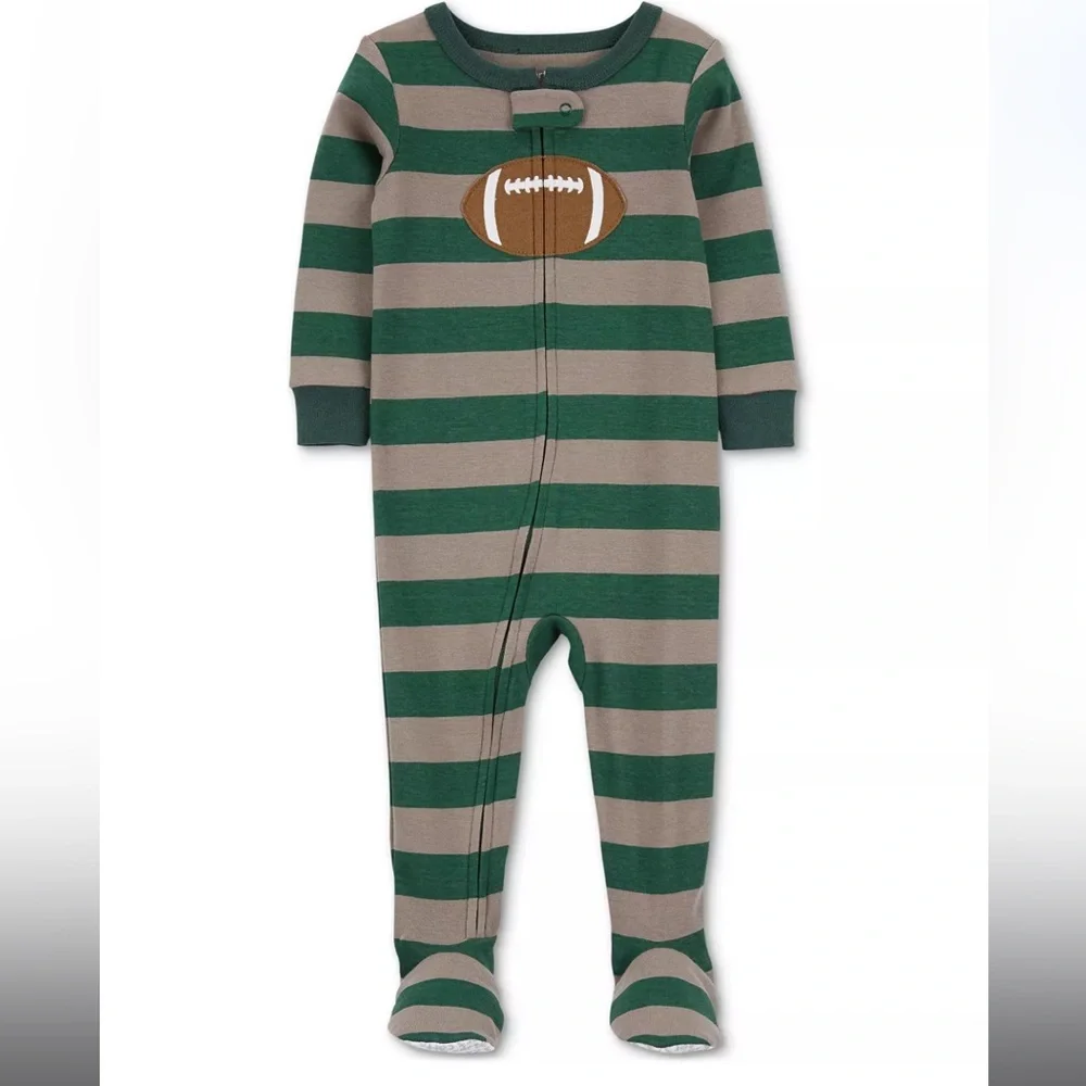 Carters Toddler Boys 1-Piece Football 100% Snug-Fit Cotton Footed Pajama 5T